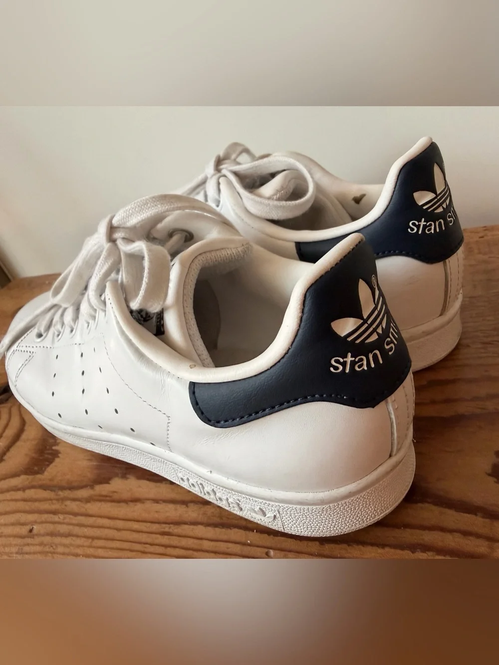 adidas Stan Smith White and Navy Leather Sneakers